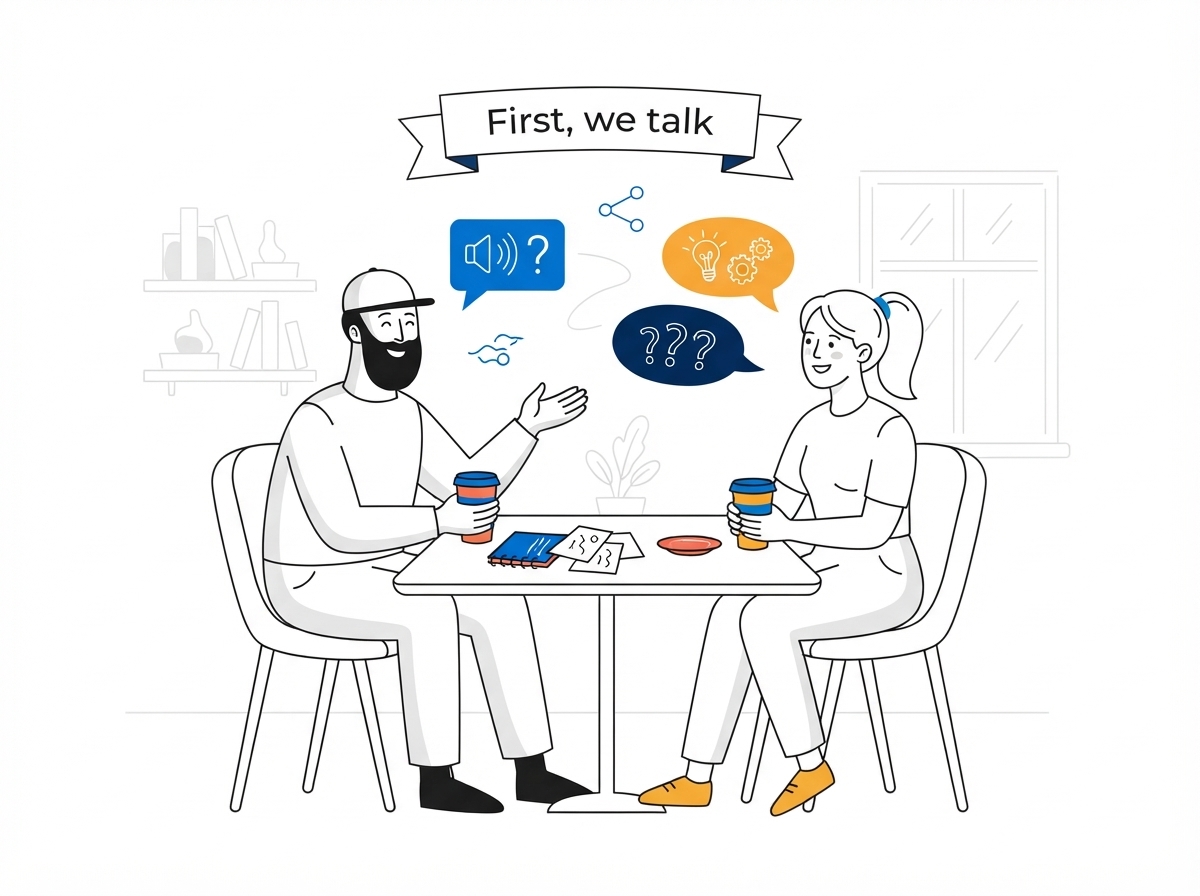 First, we talk